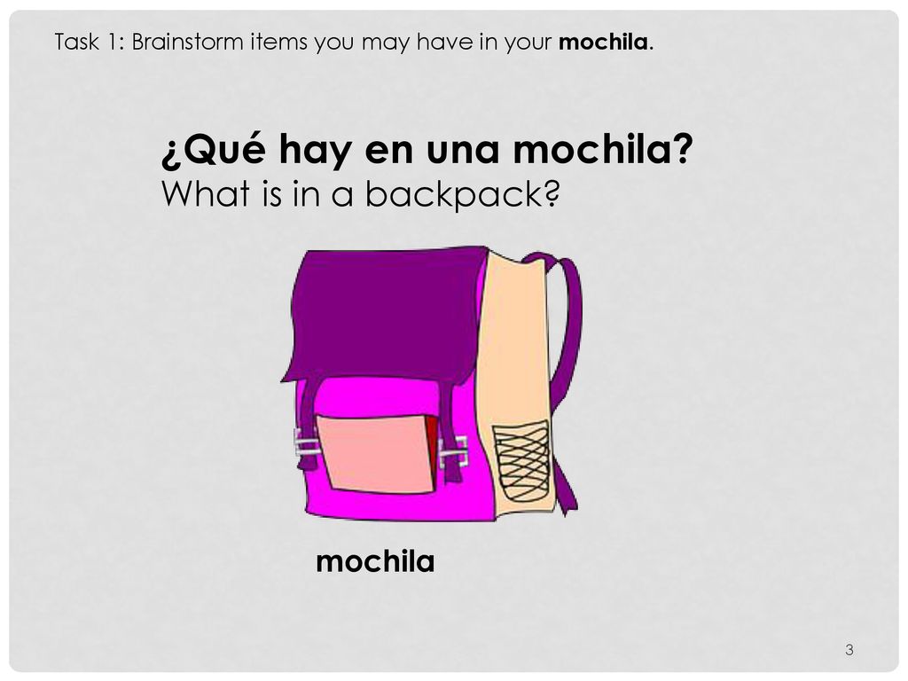 ¿Qué hay en una mochila What is in a backpack mochila