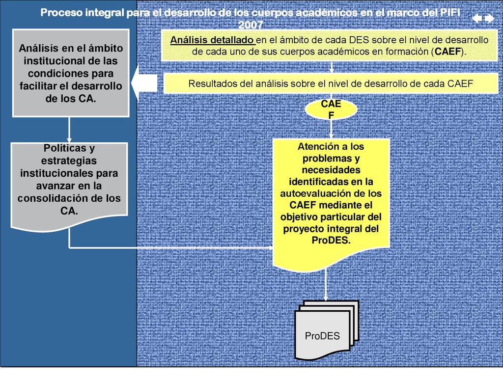 Resultados del análisis sobre el nivel de desarrollo de cada CAEF