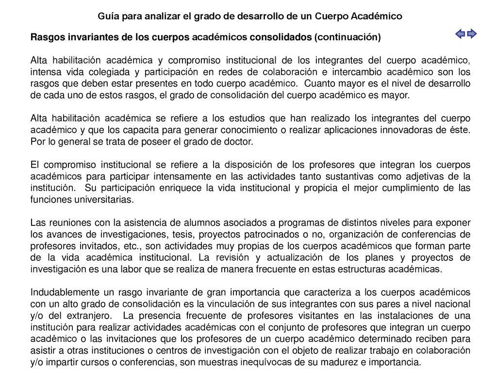 Guía para analizar el grado de desarrollo de un Cuerpo Académico
