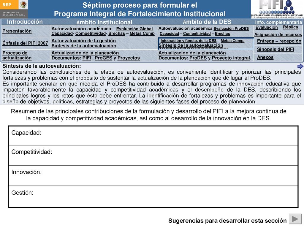 Sugerencias para desarrollar esta sección