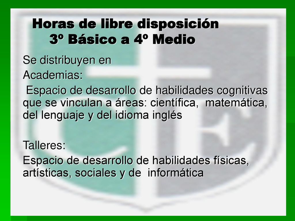 Horas de libre disposición 3º Básico a 4º Medio