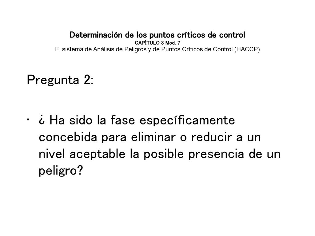 Determinación de los puntos críticos de control CAPÍTULO 3 Mod