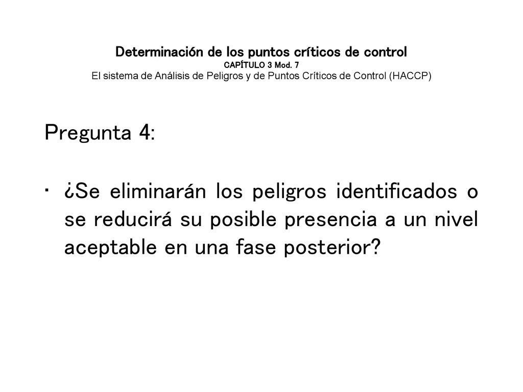Determinación de los puntos críticos de control CAPÍTULO 3 Mod