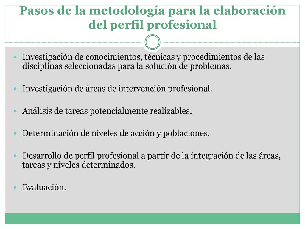 Pasos de la metodología para la elaboración del perfil profesional