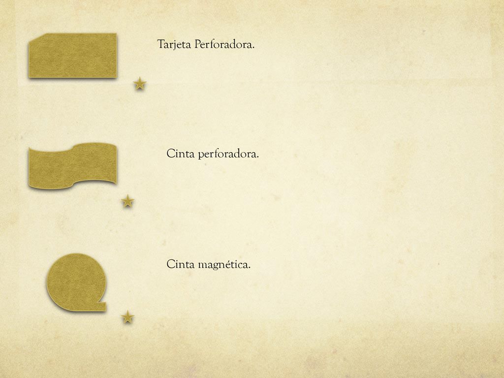 Tarjeta Perforadora. Cinta perforadora. Cinta magnética.
