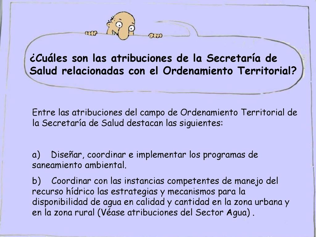 ¿Cuáles son las atribuciones de la Secretaría de Salud relacionadas con el Ordenamiento Territorial