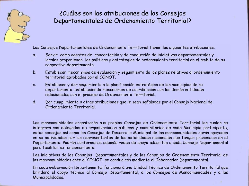 ¿Cuáles son las atribuciones de los Consejos Departamentales de Ordenamiento Territorial