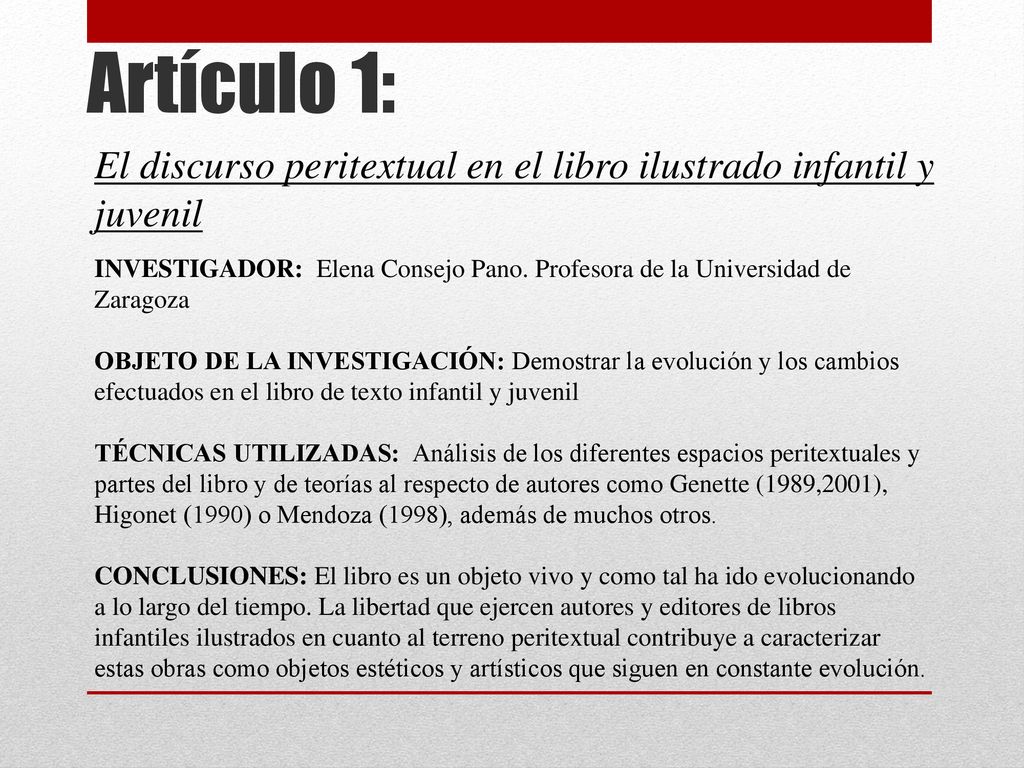 Artículo 1: El discurso peritextual en el libro ilustrado infantil y juvenil.