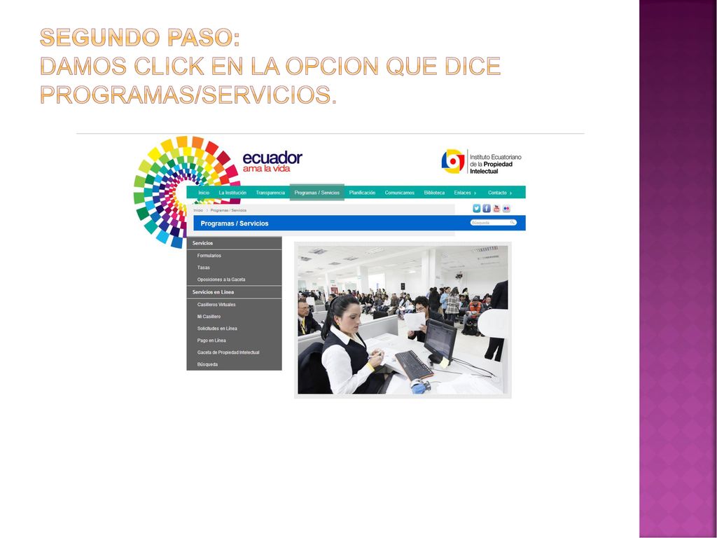 SEGUNDO PASO: DAMOS CLICK EN LA OPCION QUE DICE PROGRAMAS/SERVICIOS.