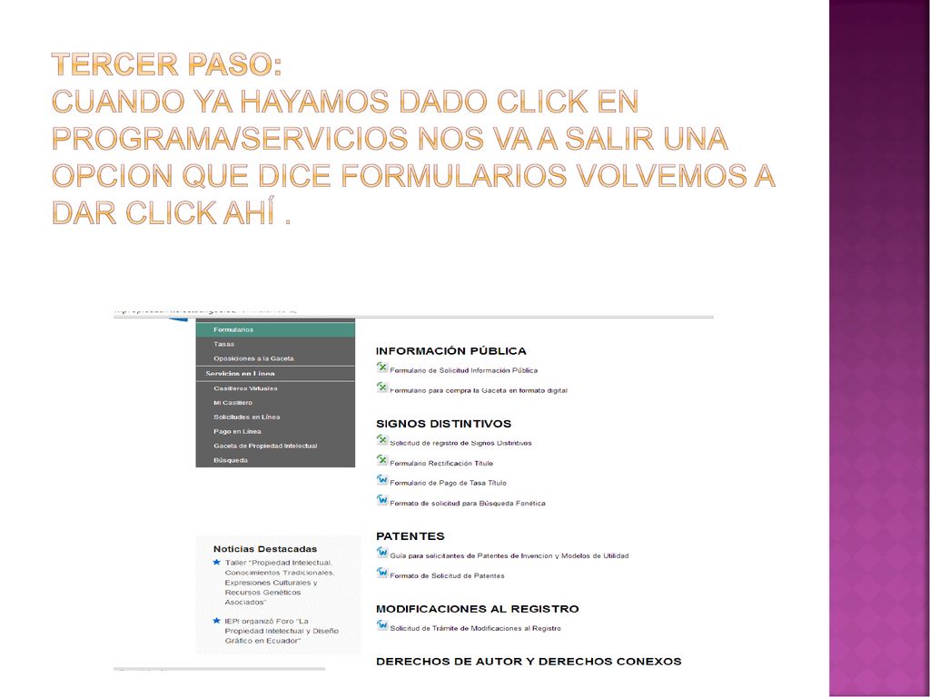 TERCER PASO: CUANDO YA HAYAMOS DADO CLICK EN PROGRAMA/SERVICIOS NOS VA A SALIR UNA OPCION QUE DICE FORMULARIOS VOLVEMOS A DAR CLICK AHÍ .