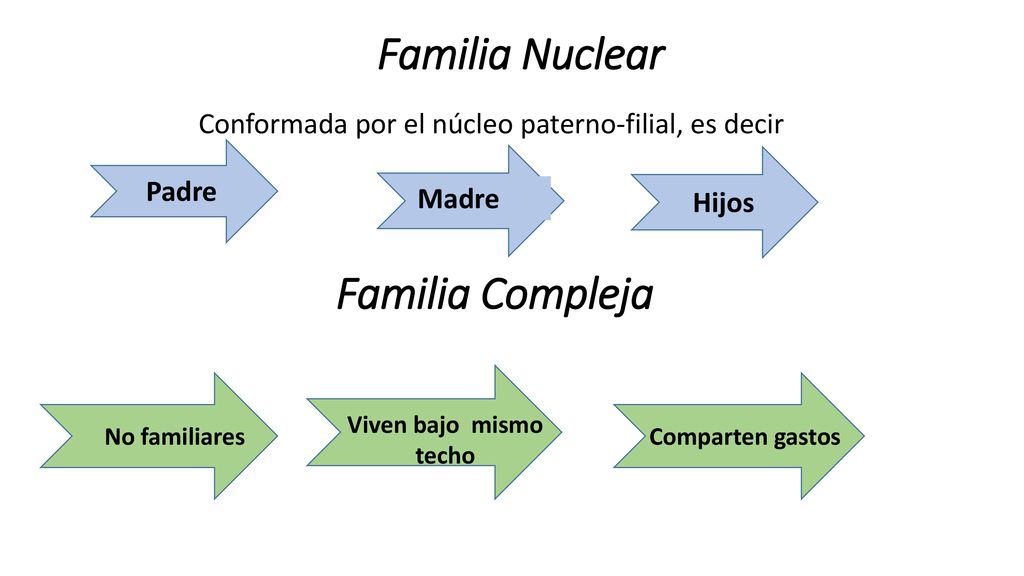 Conformada por el núcleo paterno-filial, es decir Familia Compleja