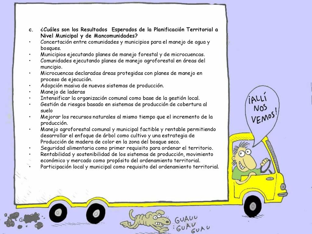 ¿Cuáles son los Resultados Esperados de la Planificación Territorial a Nivel Municipal y de Mancomunidades