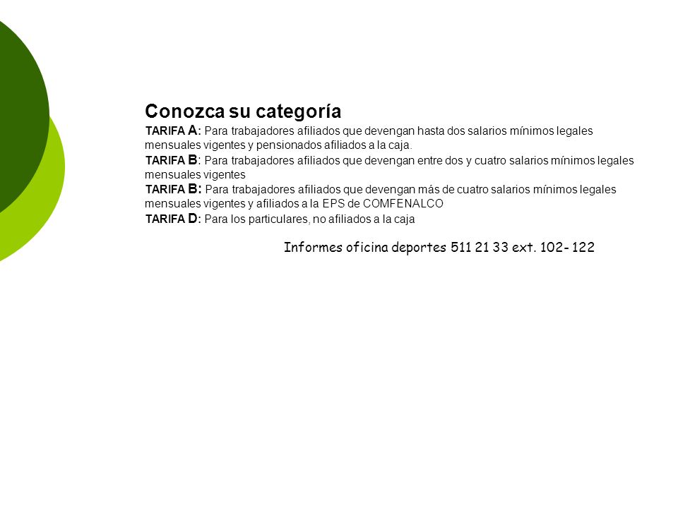 Conozca su categoría Informes oficina deportes ext