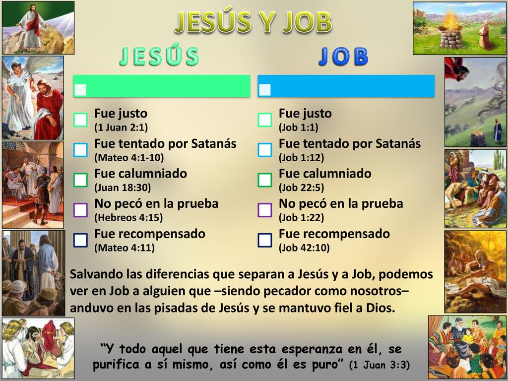 JESÚS Y JOB JESÚS JOB Fue justo (1 Juan 2:1)