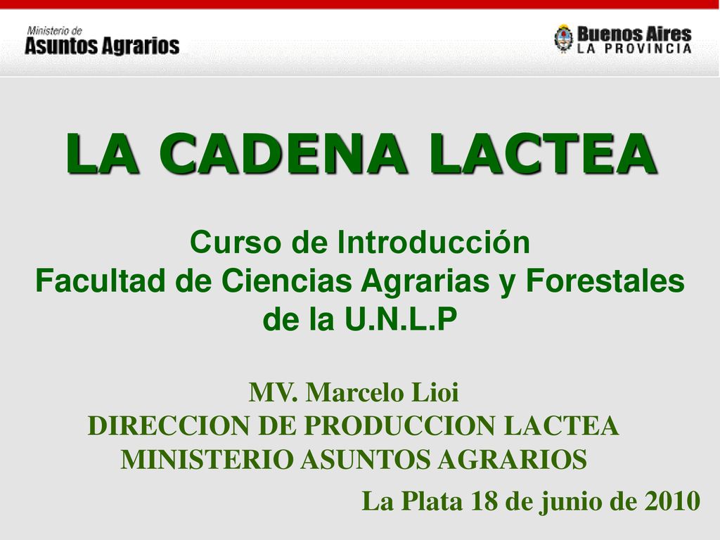 LA CADENA LACTEA La Plata 18 de junio de 2010 Curso de Introducción
