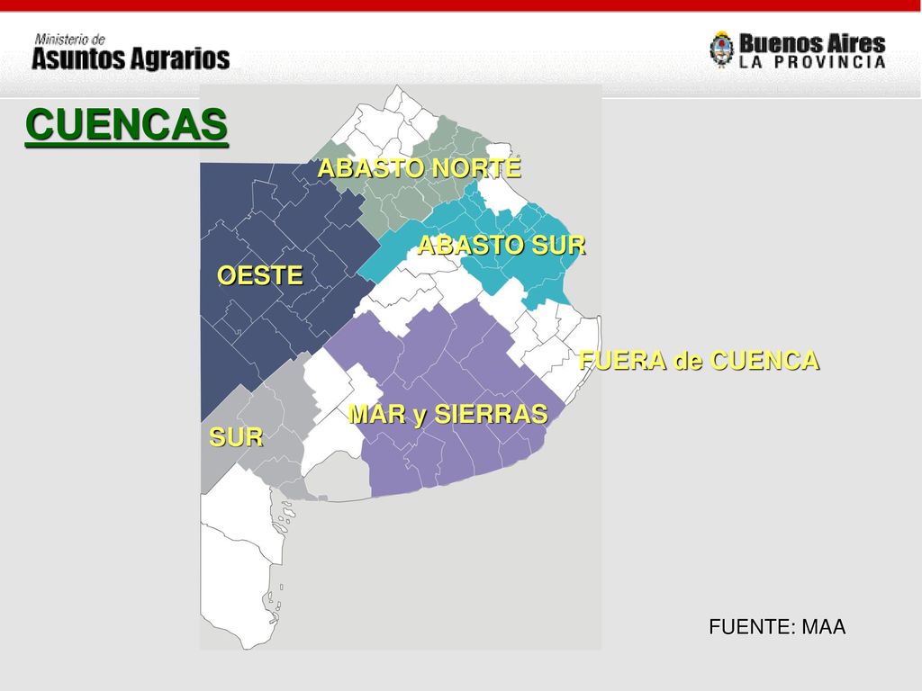 CUENCAS ABASTO NORTE ABASTO SUR OESTE FUERA de CUENCA MAR y SIERRAS