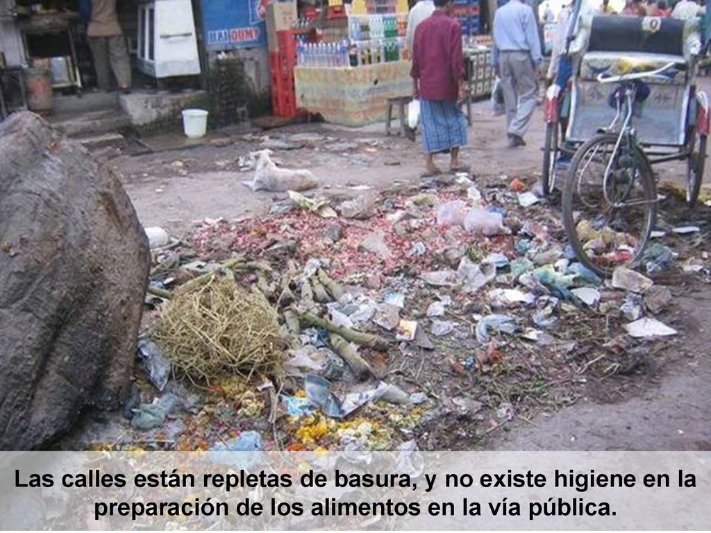 Las calles están repletas de basura, y no existe higiene en la preparación de los alimentos en la vía pública.