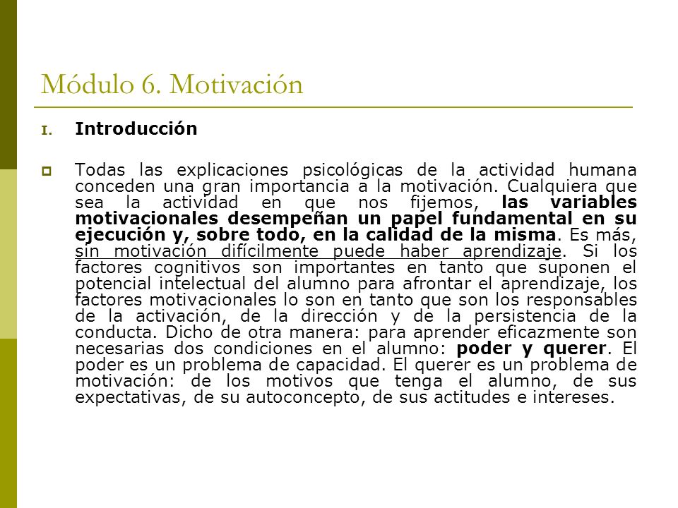 Módulo 6. Motivación Introducción