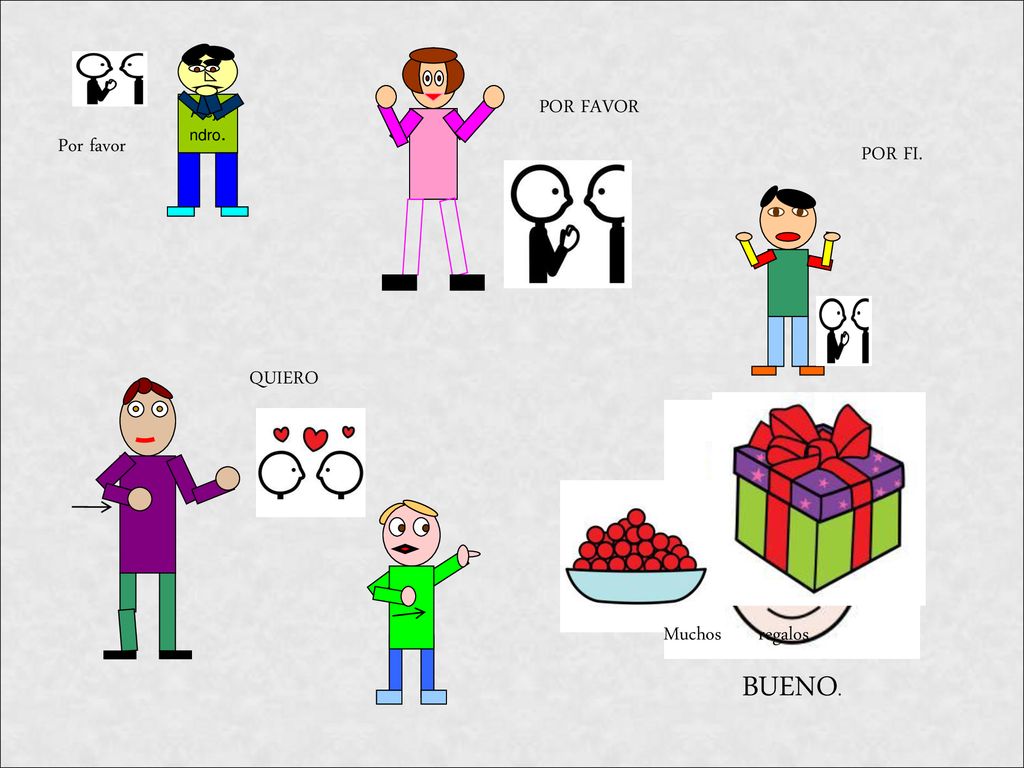 Aleja ndro. POR FAVOR Por favor POR FI. QUIERO Muchos regalos BUENO.