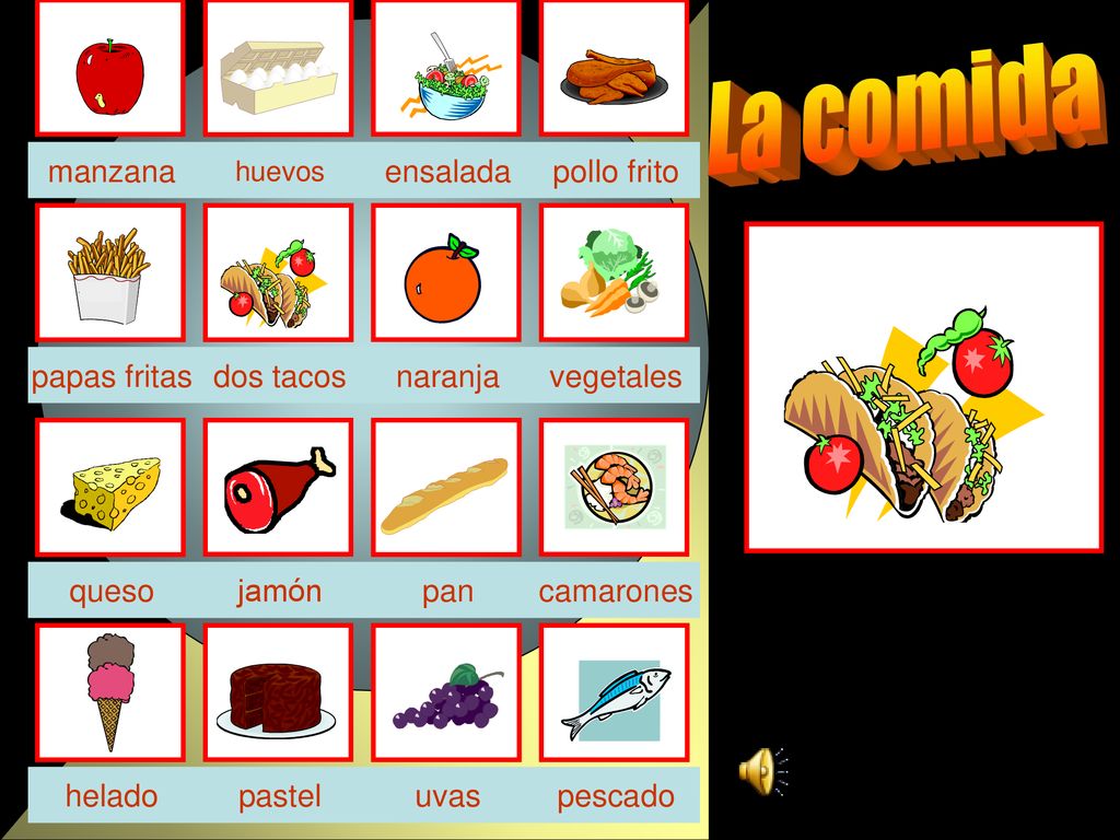 La comida fin manzana ensalada pollo frito papas fritas dos tacos