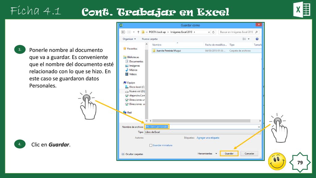 Ficha 4.1 Cont. Trabajar en Excel Ponerle nombre al documento