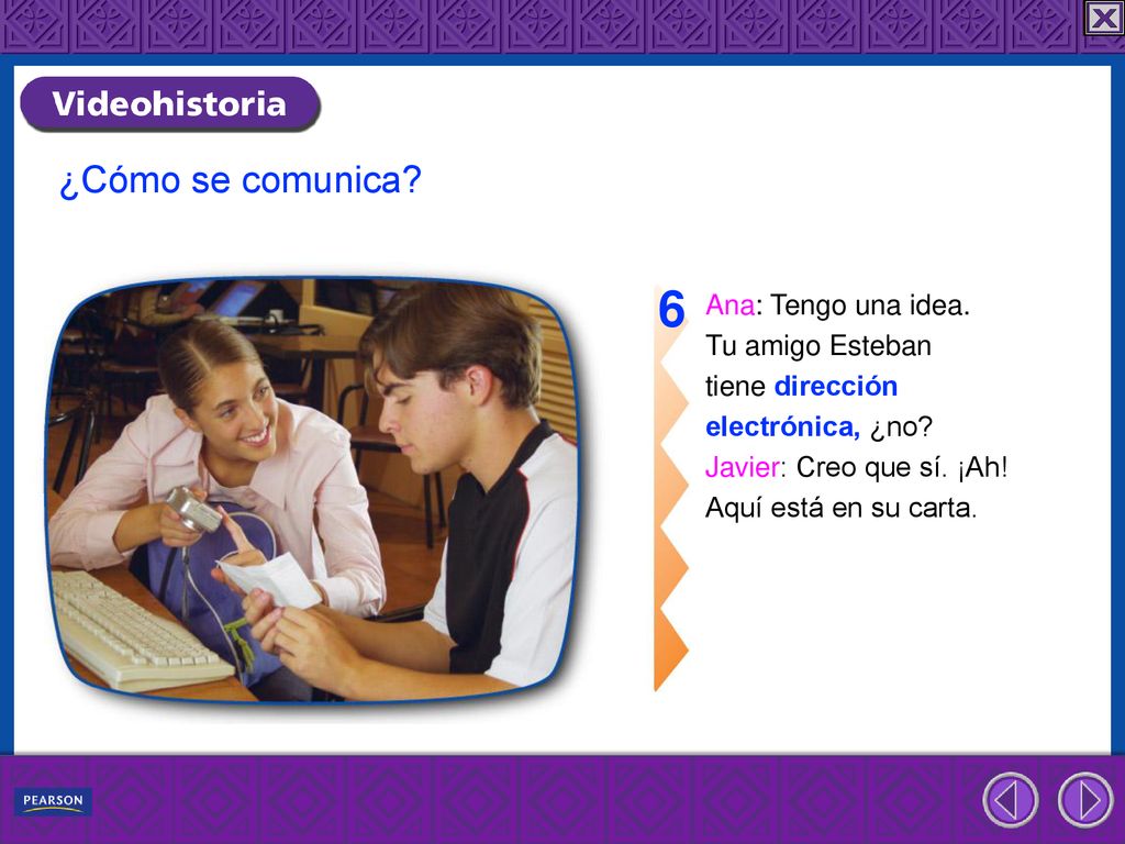 6 ¿Cómo se comunica Ana: Tengo una idea. Tu amigo Esteban