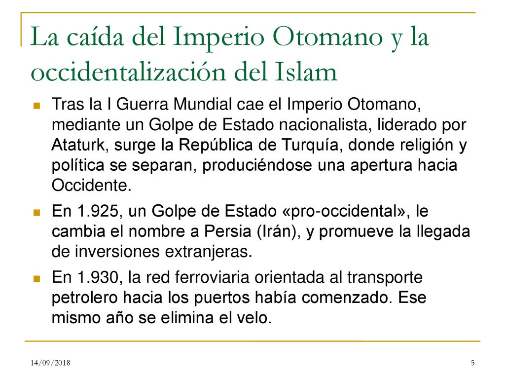 La caída del Imperio Otomano y la occidentalización del Islam