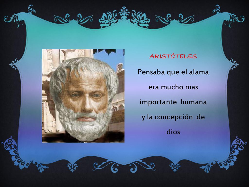 Aristóteles Pensaba que el alama era mucho mas importante humana y la concepción de dios