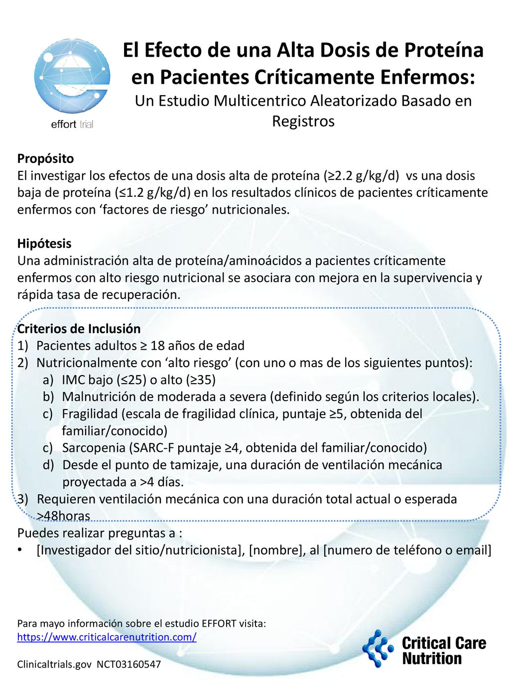 El Efecto de una Alta Dosis de Proteína en Pacientes Críticamente Enfermos: Un Estudio Multicentrico Aleatorizado Basado en Registros