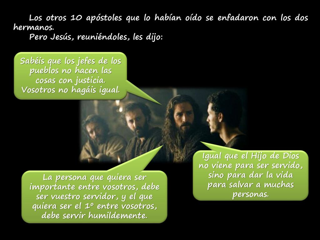 Los otros 10 apóstoles que lo habían oído se enfadaron con los dos hermanos.