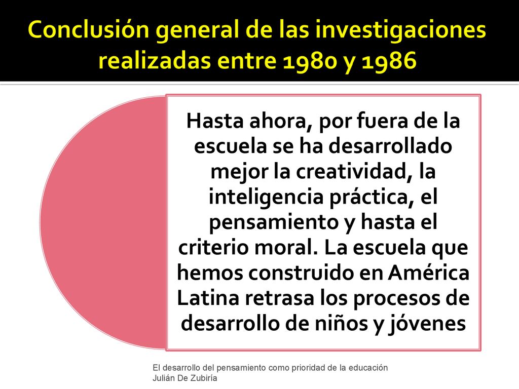 Conclusión general de las investigaciones realizadas entre 1980 y 1986