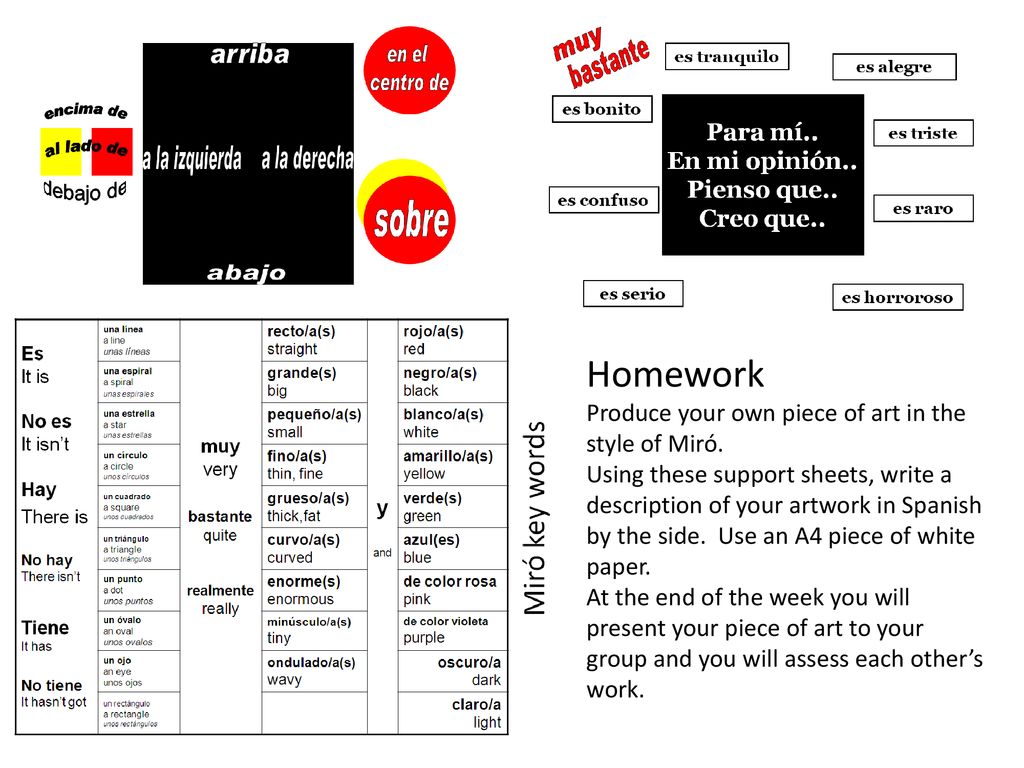 Homework Produce your own piece of art in the style of Miró