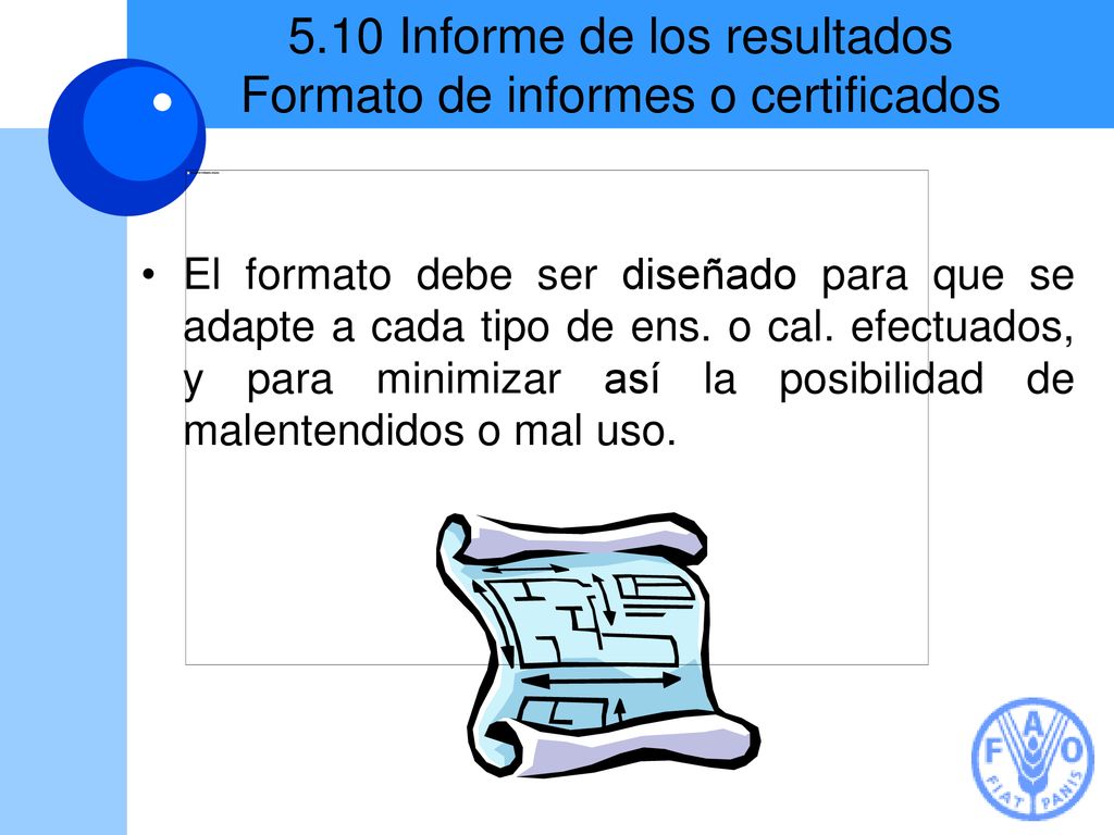 5.10 Informe de los resultados Formato de informes o certificados