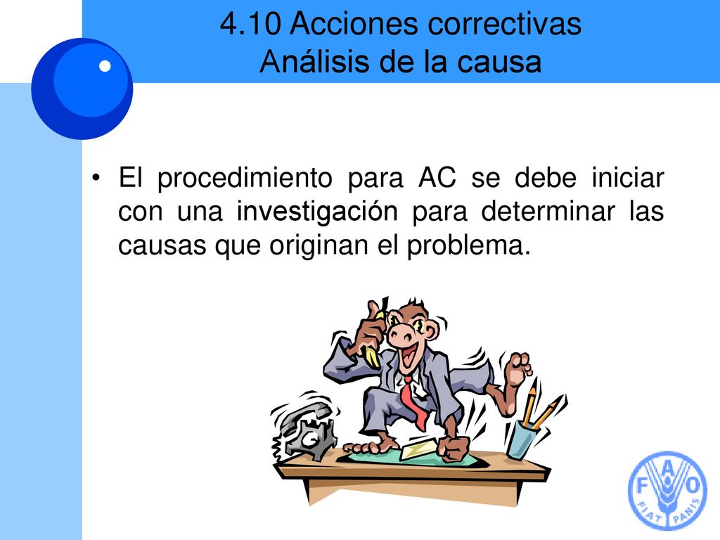 4.10 Acciones correctivas Análisis de la causa