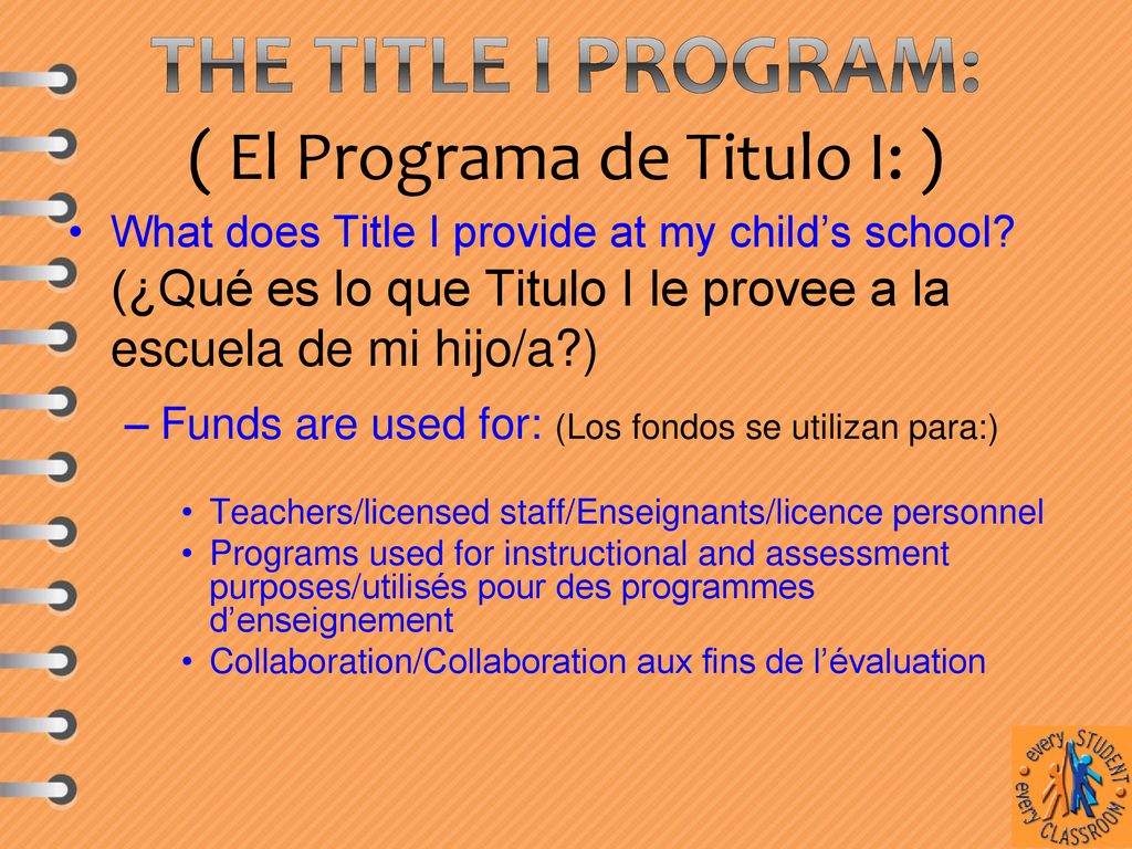The Title I Program: ( El Programa de Titulo I: )