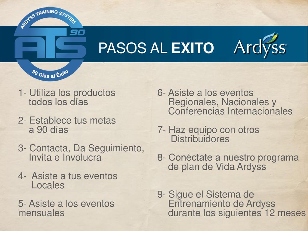 PASOS AL EXITO 1- Utiliza los productos todos los días