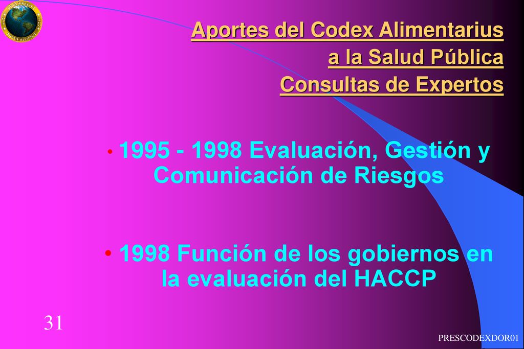 1998 Función de los gobiernos en la evaluación del HACCP