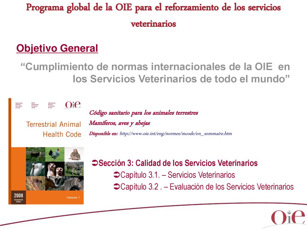 Programa global de la OIE para el reforzamiento de los servicios veterinarios