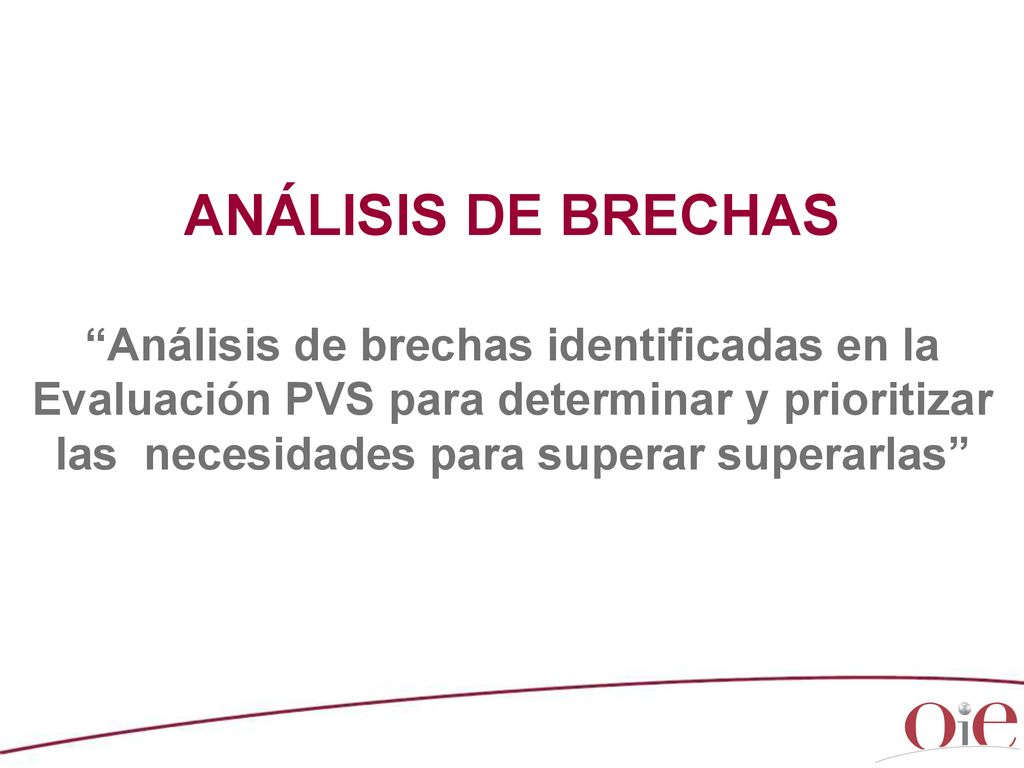 ANÁLISIS DE BRECHAS Análisis de brechas identificadas en la Evaluación PVS para determinar y prioritizar las necesidades para superar superarlas