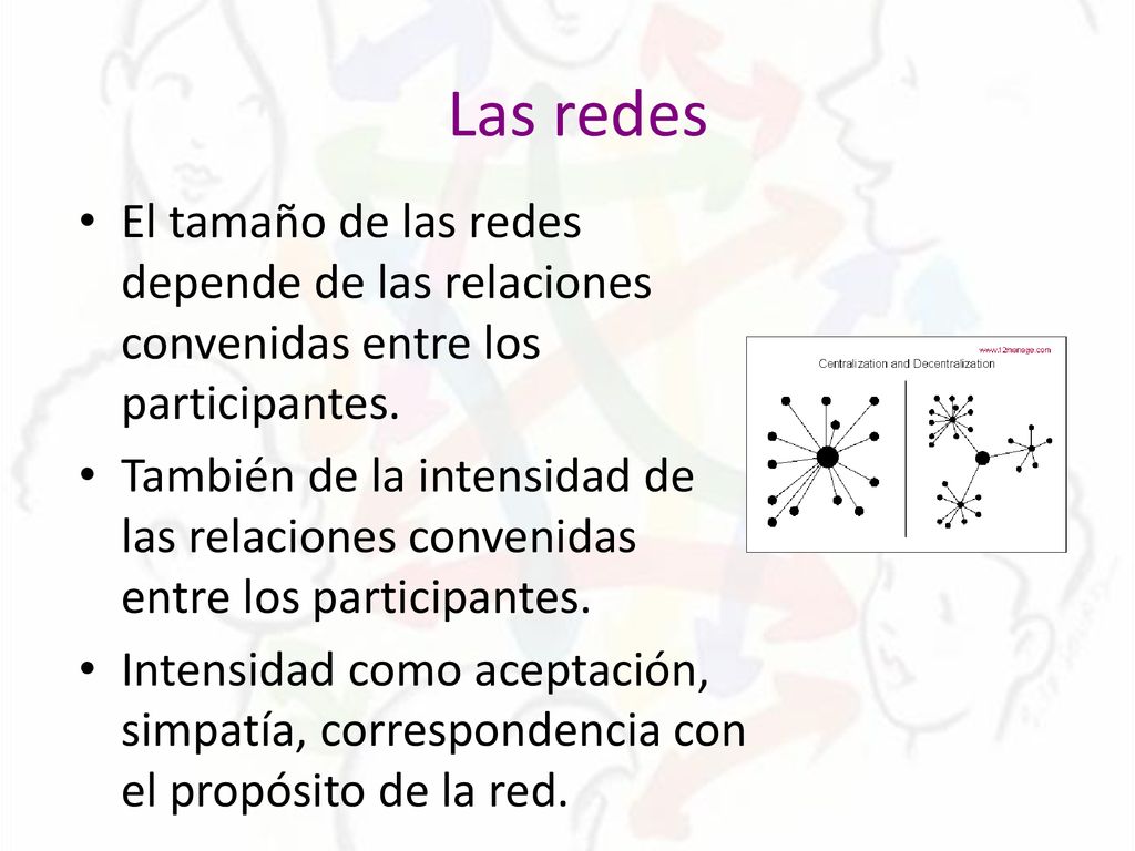 Las redes El tamaño de las redes depende de las relaciones convenidas entre los participantes.