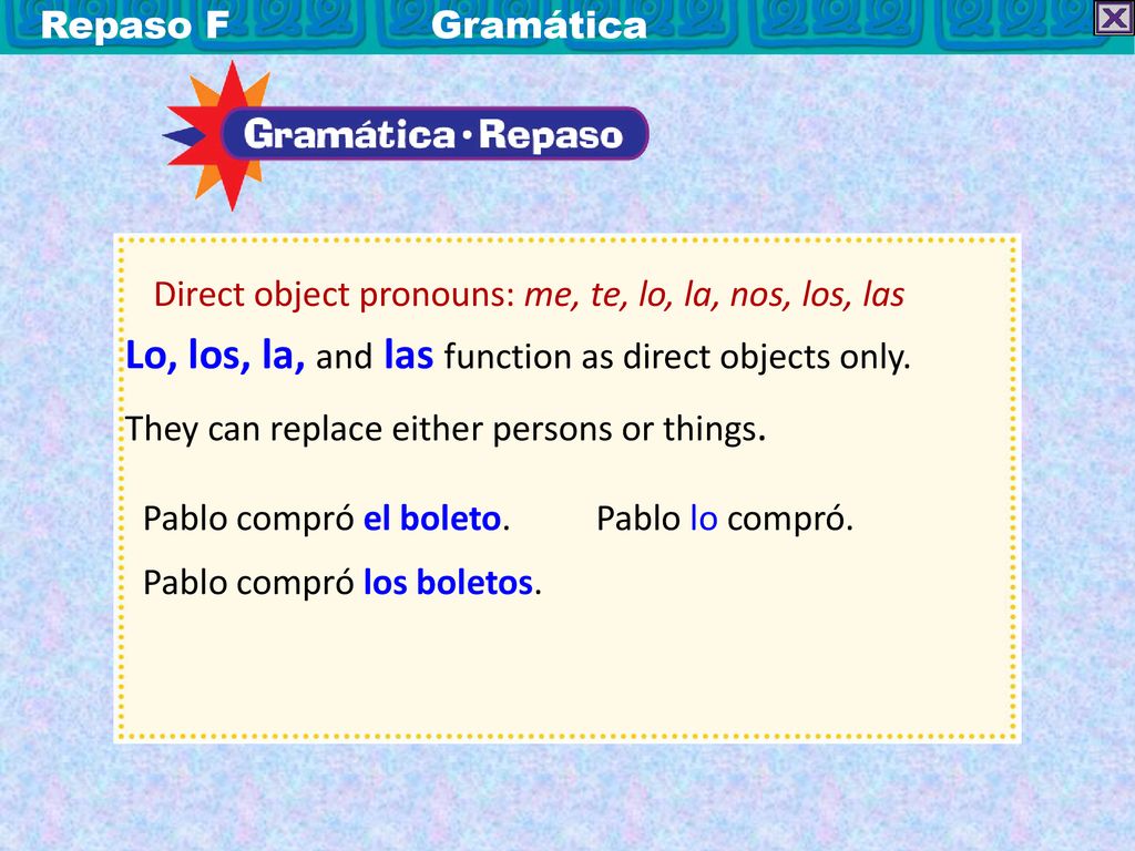 Lo, los, la, and las function as direct objects only.