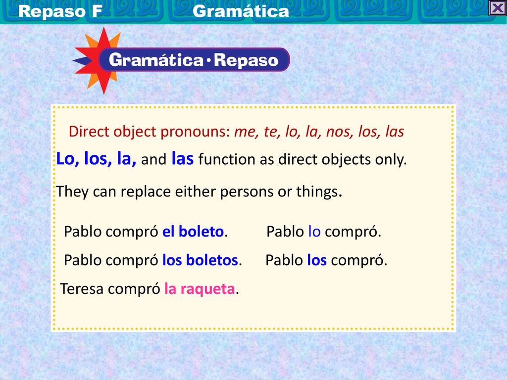 Lo, los, la, and las function as direct objects only.