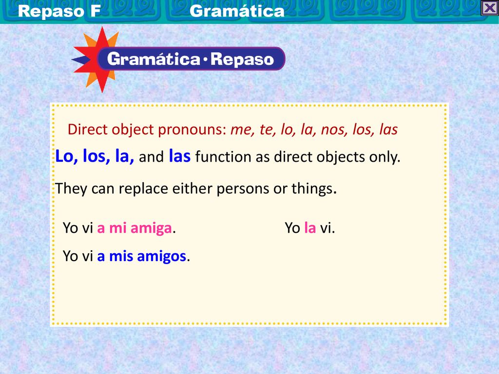 Lo, los, la, and las function as direct objects only.