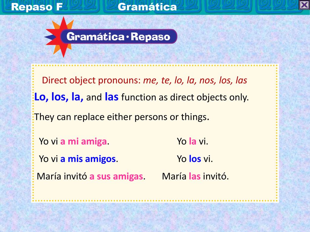 Lo, los, la, and las function as direct objects only.