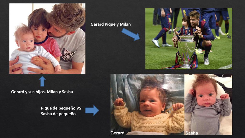 Gerard Piqué y Milan Gerard y sus hijos, Milan y Sasha Piqué de pequeño VS Sasha de pequeño