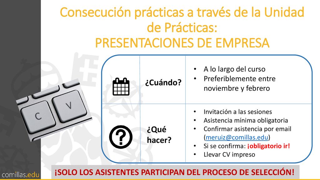 Consecución prácticas a través de la Unidad de Prácticas: PRESENTACIONES DE EMPRESA