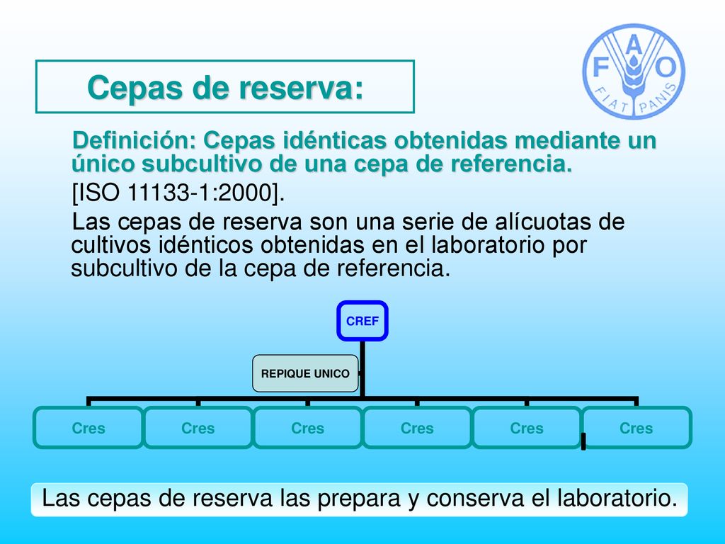 Las cepas de reserva las prepara y conserva el laboratorio.