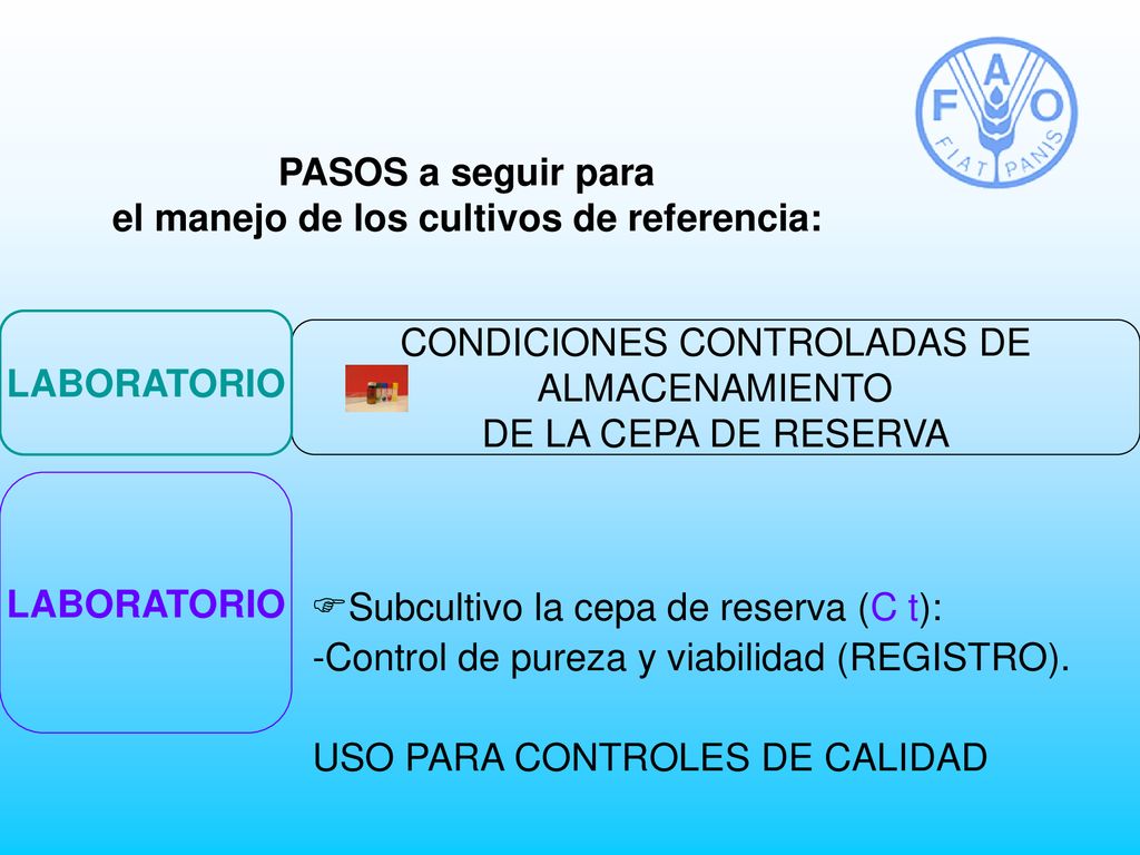PASOS a seguir para el manejo de los cultivos de referencia: