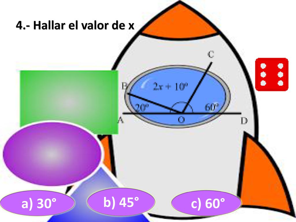 4.- Hallar el valor de x b) 45° a) 30° c) 60°