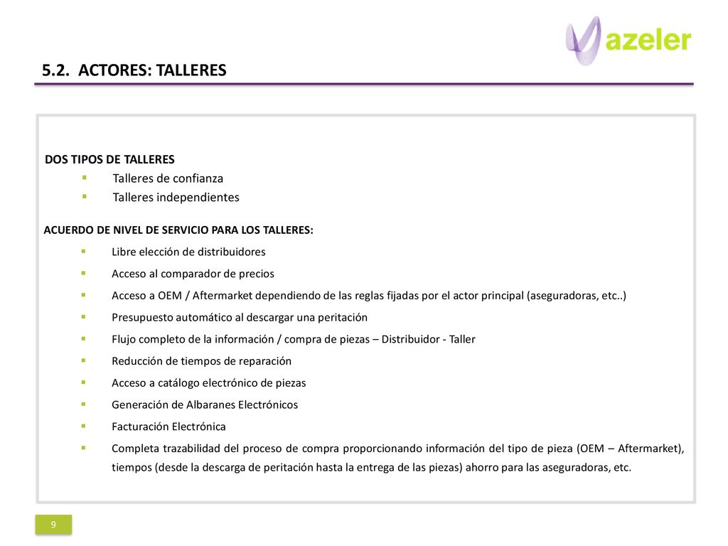 5.2. ACTORES: TALLERES DOS TIPOS DE TALLERES Talleres de confianza